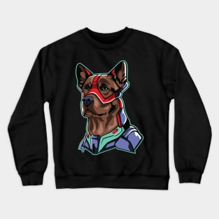 cyborg dog illustration Crewneck Sweatshirt